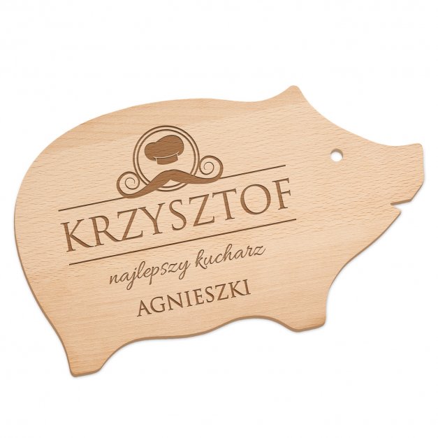 Deska do krojenia świnka z grawerem dla kucharza na imieniny