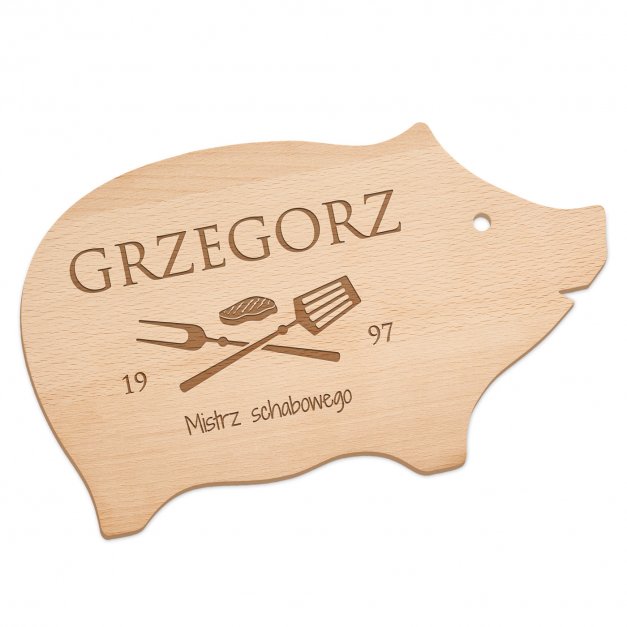 Deska do krojenia świnka z grawerem dla niego na urodziny