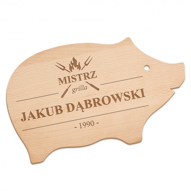 Deska do krojenia świnka z grawerem dla niego na urodziny