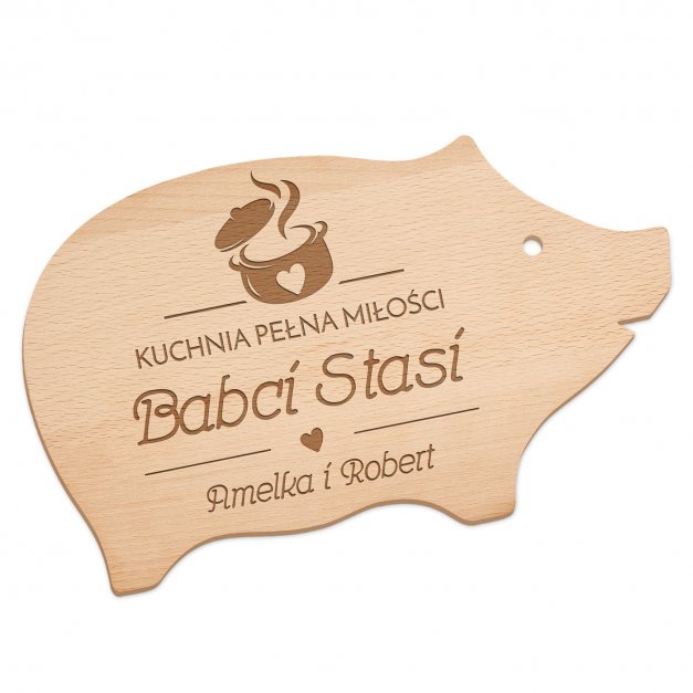 Deska do krojenia świnka z grawerem dla babci