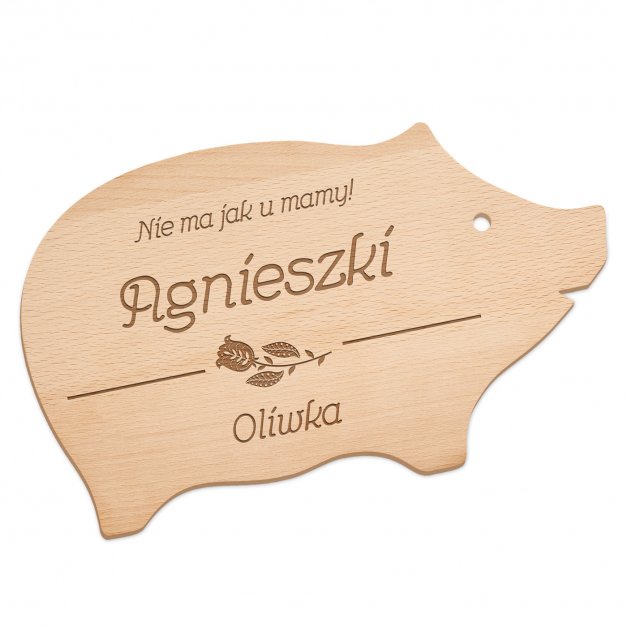 Deska do krojenia świnka z grawerem dla mamy