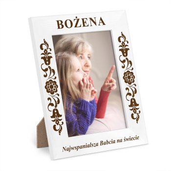 Ramka biała na zdjęcie z grawerem dla babci