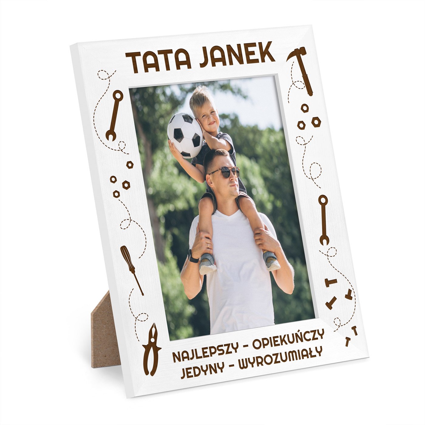 Ramka biaa na zdjcie z grawerem dla taty