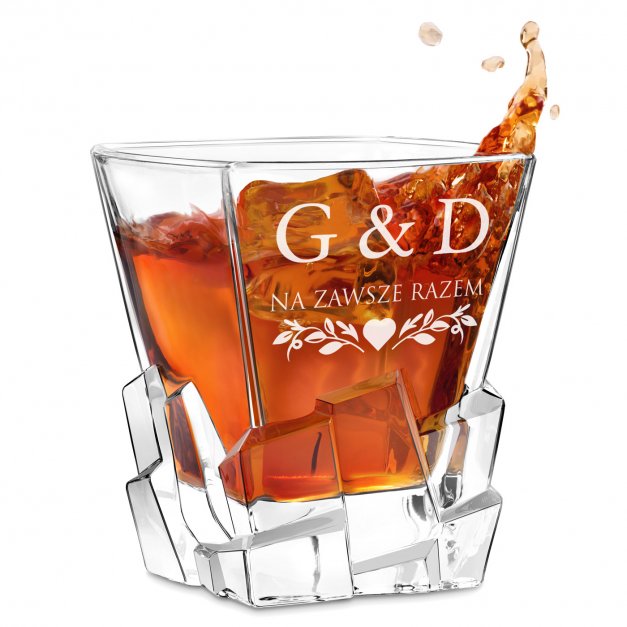 Szklanka do whisky z grawerem dla pary na ślub rocznicę parapetówkę