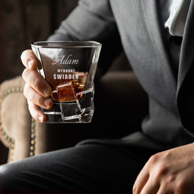 Szklanka do whisky z grawerem dla świadka jako podziękowanie ślubne