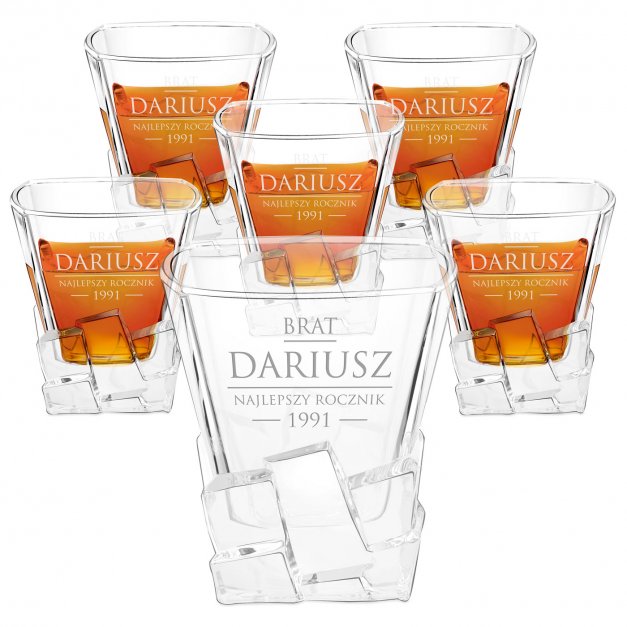 Szklanki do whisky x6 z grawerem dla brata na urodziny