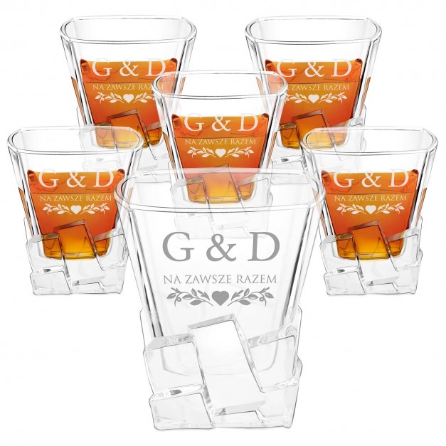 Szklanki do whisky x6 z grawerem dla pary na ślub rocznicę parapetówkę