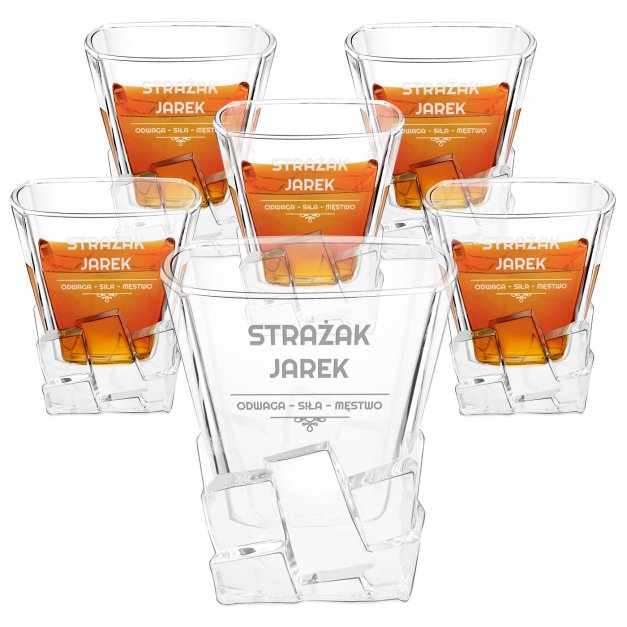 Szklanki do whisky x6 z grawerem dla strażaka na imieniny