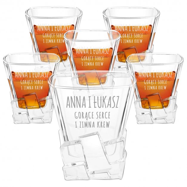 Szklanki do whisky x6 z grawerem dla pary na ślub rocznicę parapetówkę