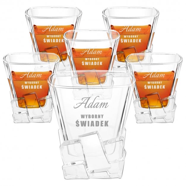 Szklanki do whisky x6 z grawerem dla świadka jako podziękowanie ślubne