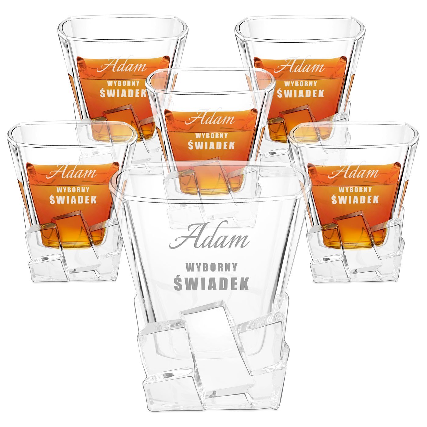 Szklanki do whisky x6 z grawerem dla wiadka jako podzikowanie lubne