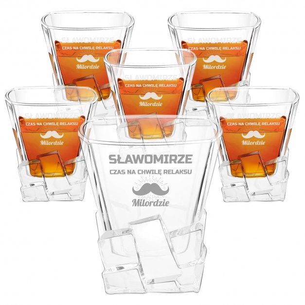 Szklanki do whisky x6 z grawerem dla lenia emeryta na imieniny