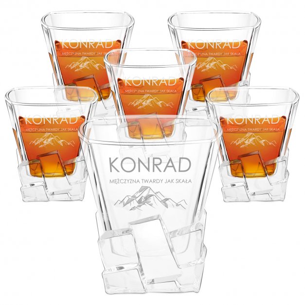 Szklanki do whisky x6 z grawerem dla podróżnika miłośnika gór na imieniny