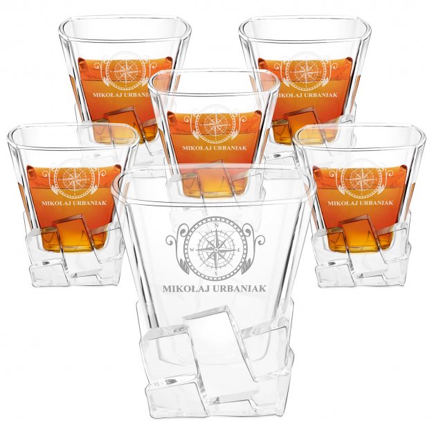 Szklanki do whisky x6 z grawerem dla miłośnika gór podróżnika