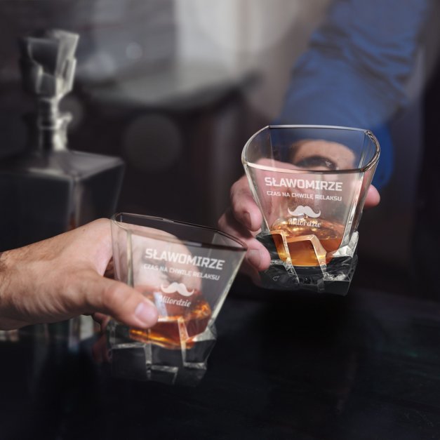 Karafka Ice Blink i 6 szklanek z grawerem dla emeryta gentlemana na imieniny