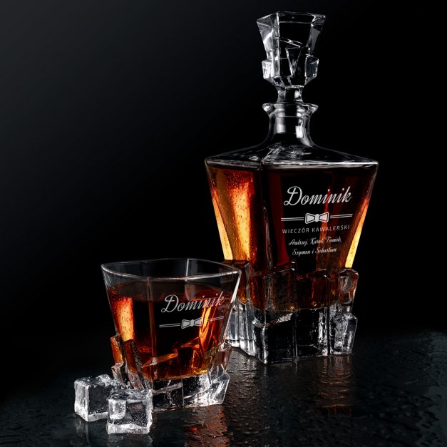 Karafka Ice Blink i 6 szklanek z grawerem dla gentlemana na wieczór kawalerski