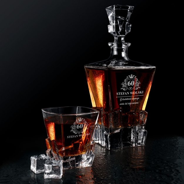 Karafka Ice Blink i 2 szklanki z grawerem dla gentlemana na 60 urodziny