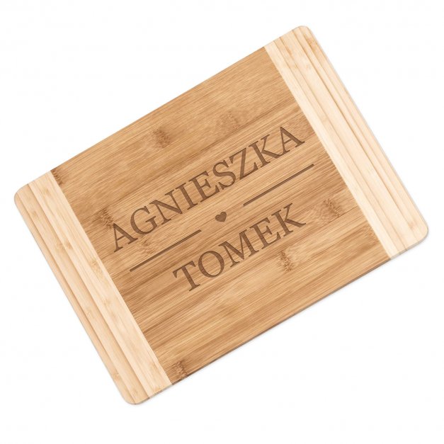 Deska bambusowa do krojenia z grawerem dla pary na ślub rocznicę parapetówkę