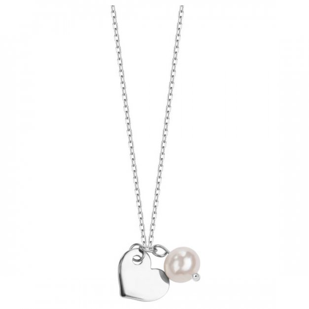 Srebrny naszyjnik 925 z perłą - serce prezent