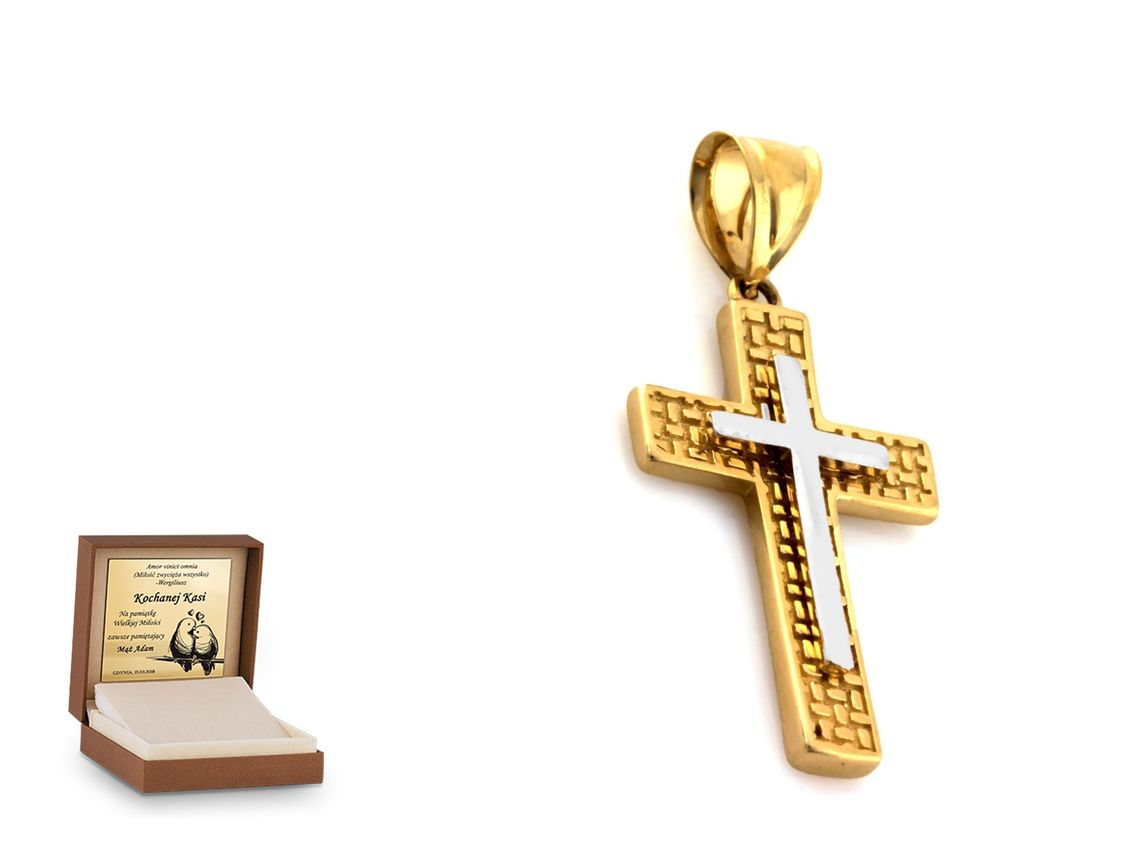 Złota zawieszka 585 krzyżyk krzyżyk prezent