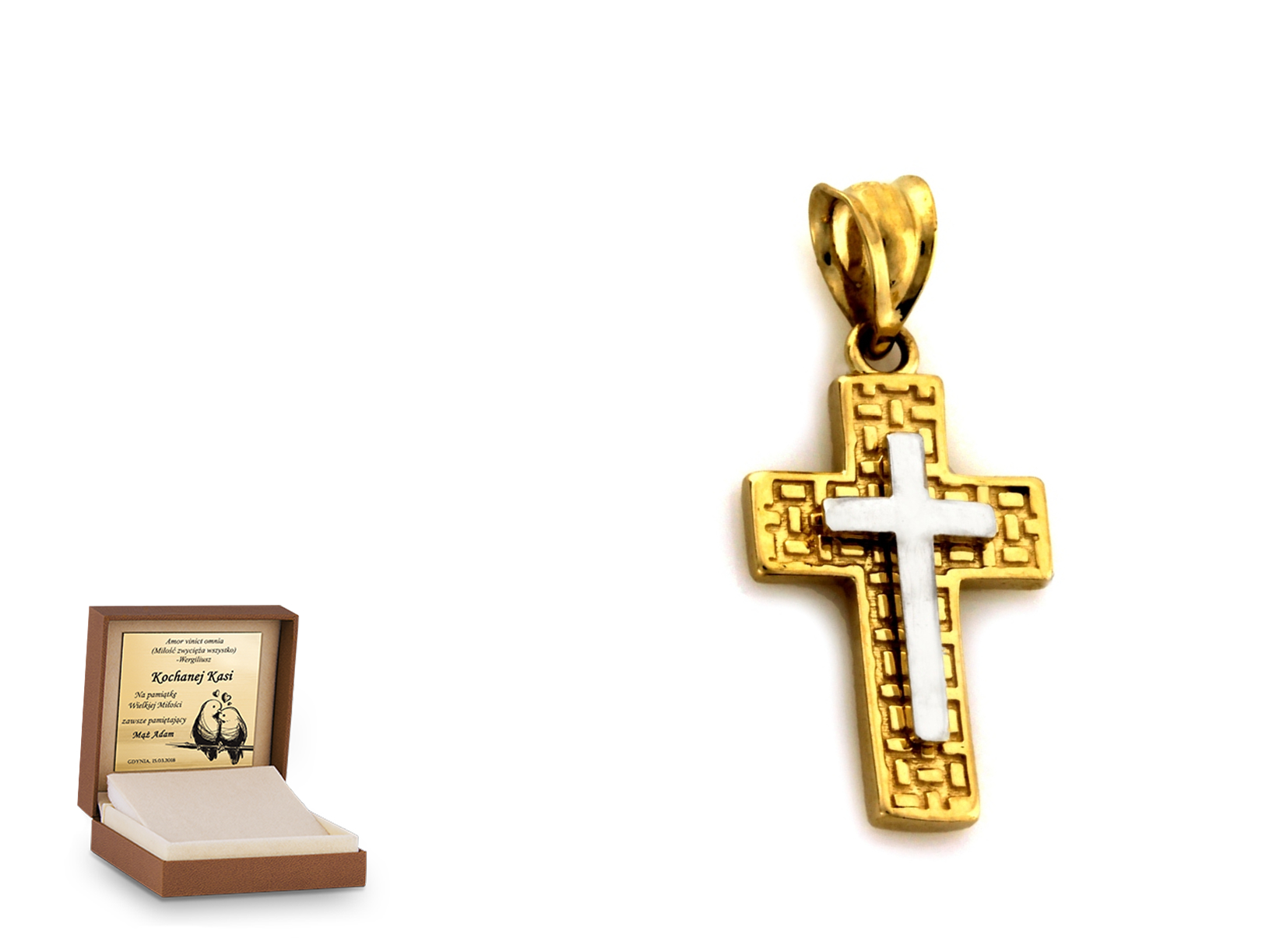Złota zawieszka 585 krzyżyk krzyżyk prezent