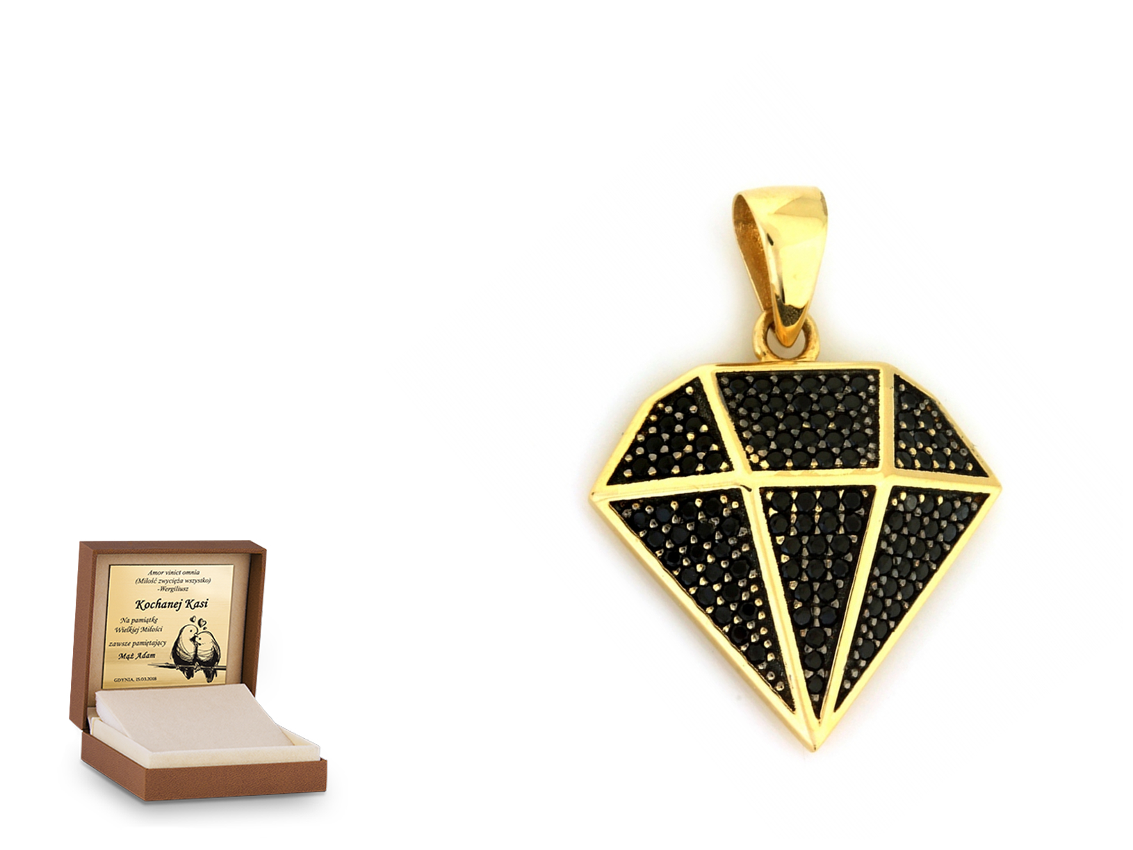 Złota zawieszka 585 symbol prezent grawer