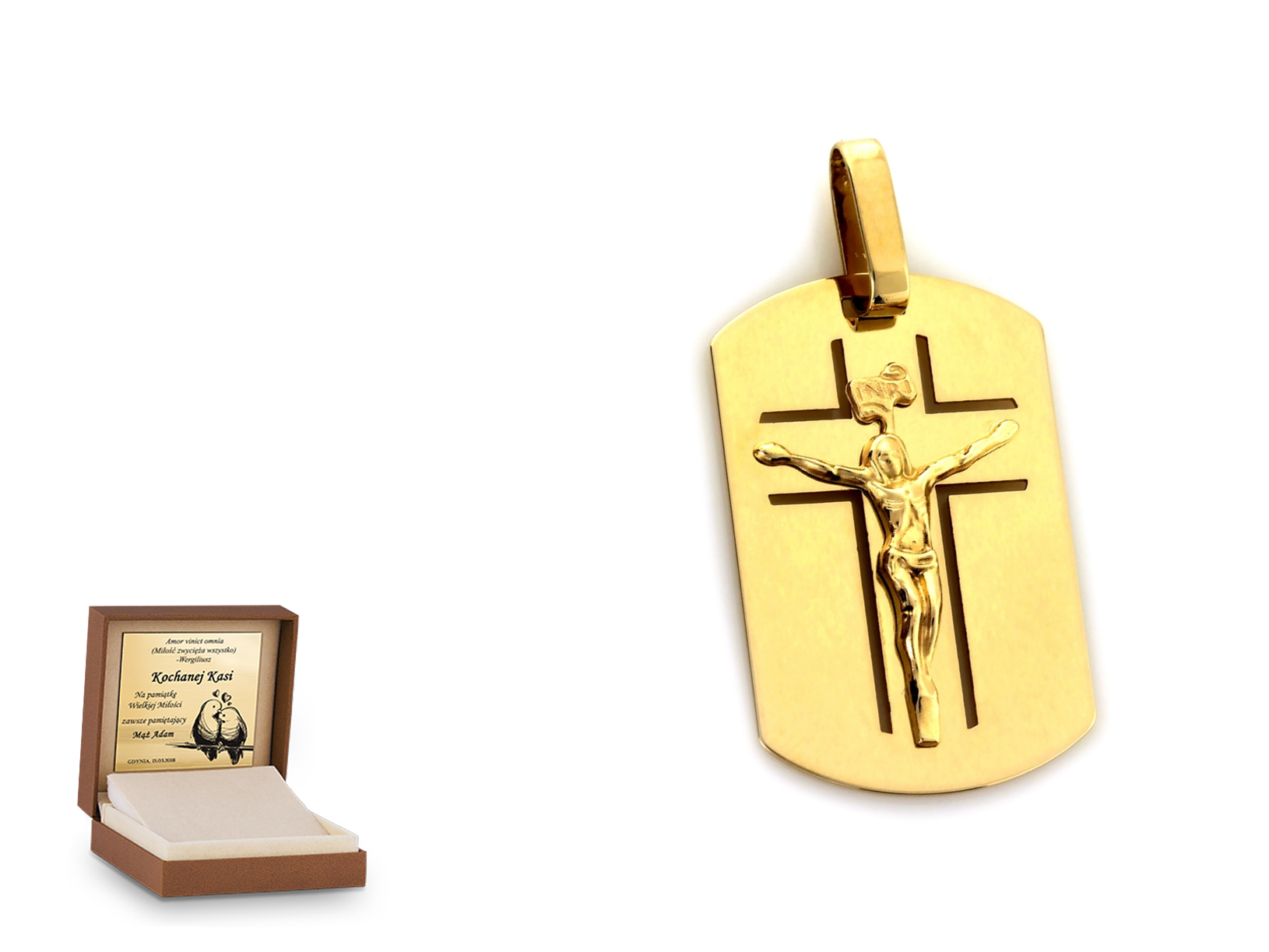 Złota zawieszka 585 krzyżyk krzyżyk prezent