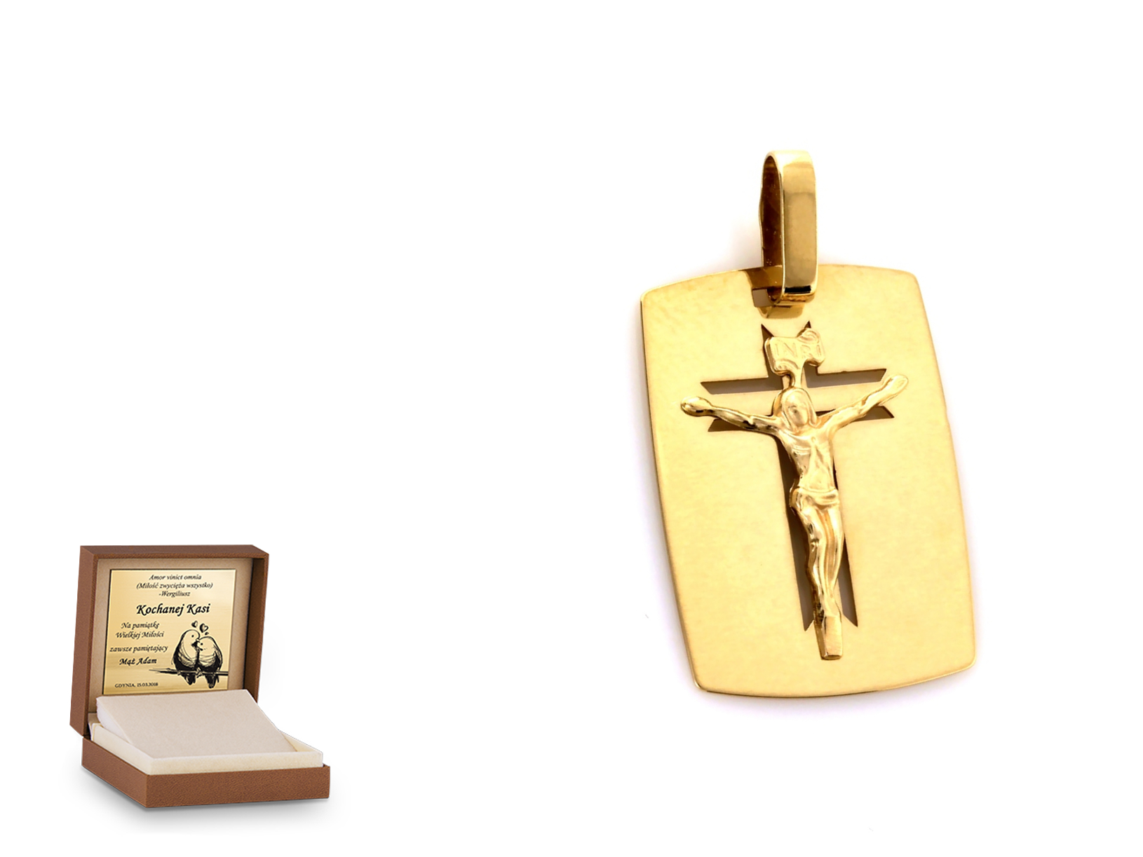 Złota zawieszka 585 krzyżyk krzyżyk prezent