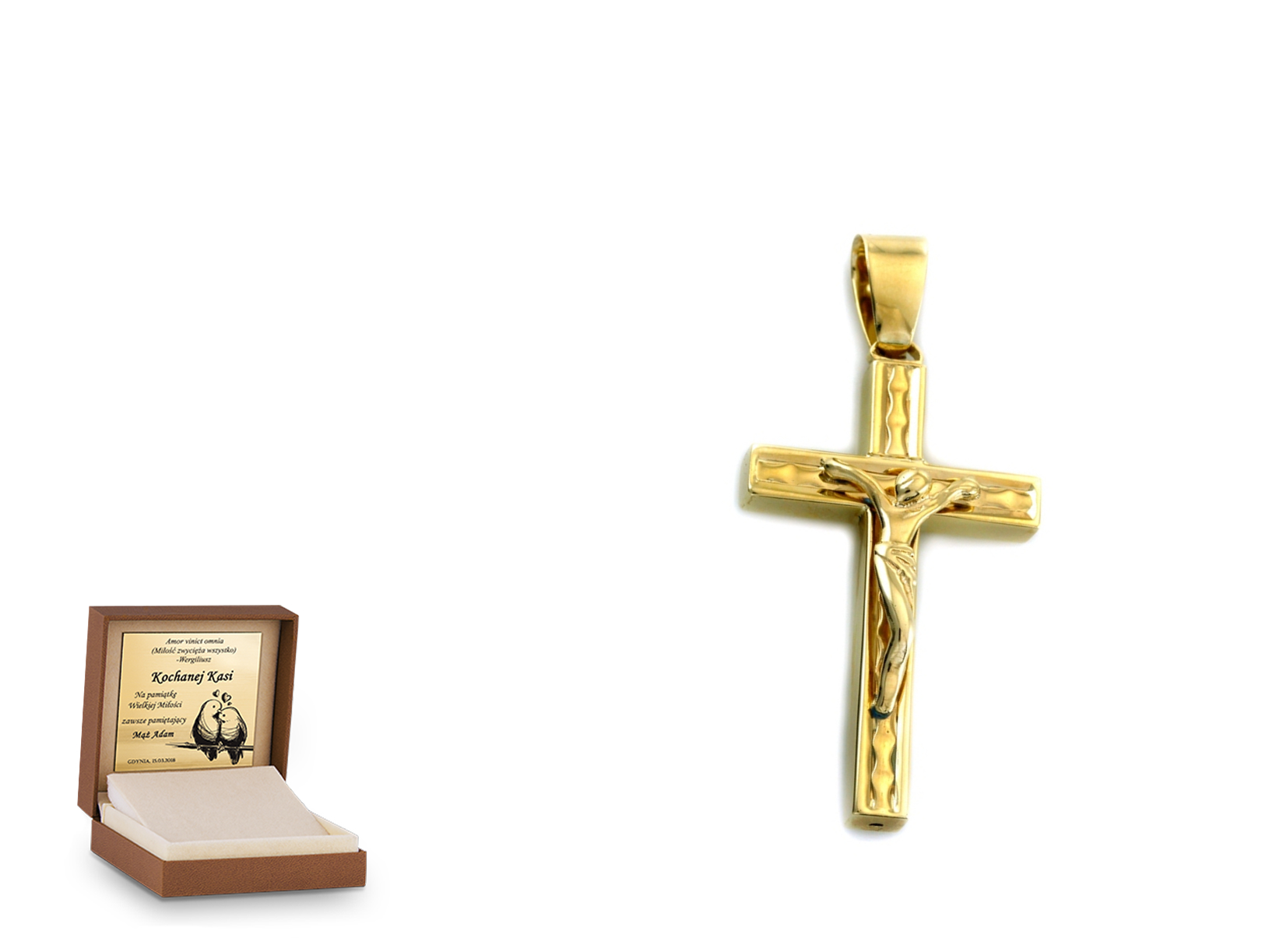 Złota zawieszka 585 krzyżyk krzyżyk prezent