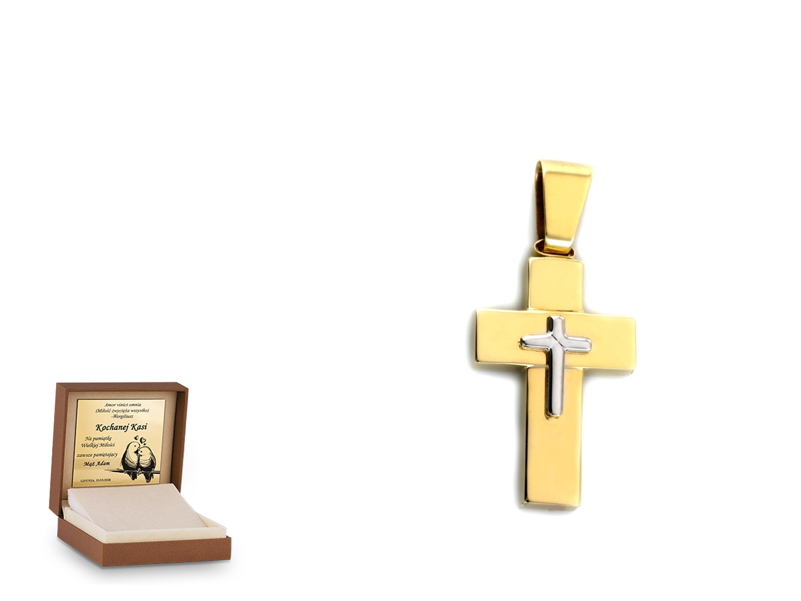Złota zawieszka 585 krzyżyk krzyżyk prezent
