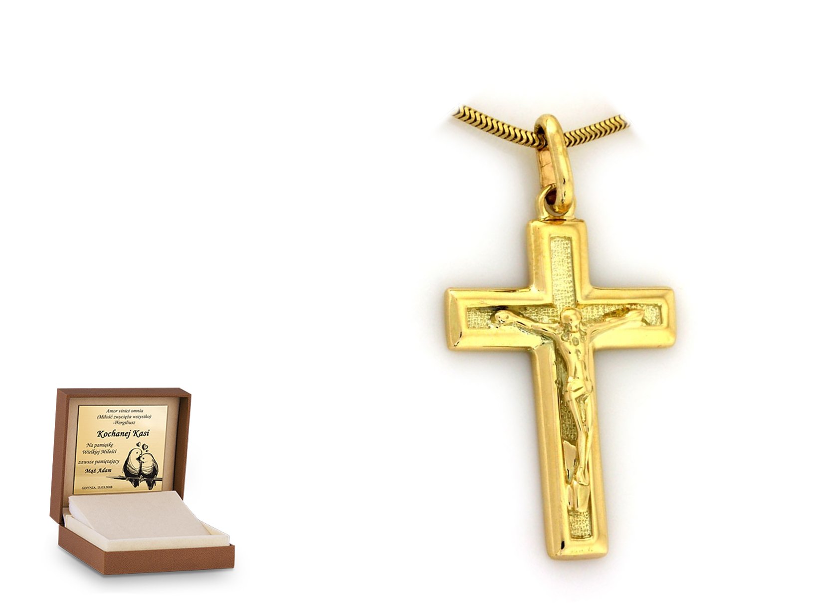 Złota zawieszka 585 krzyżyk krzyżyk prezent