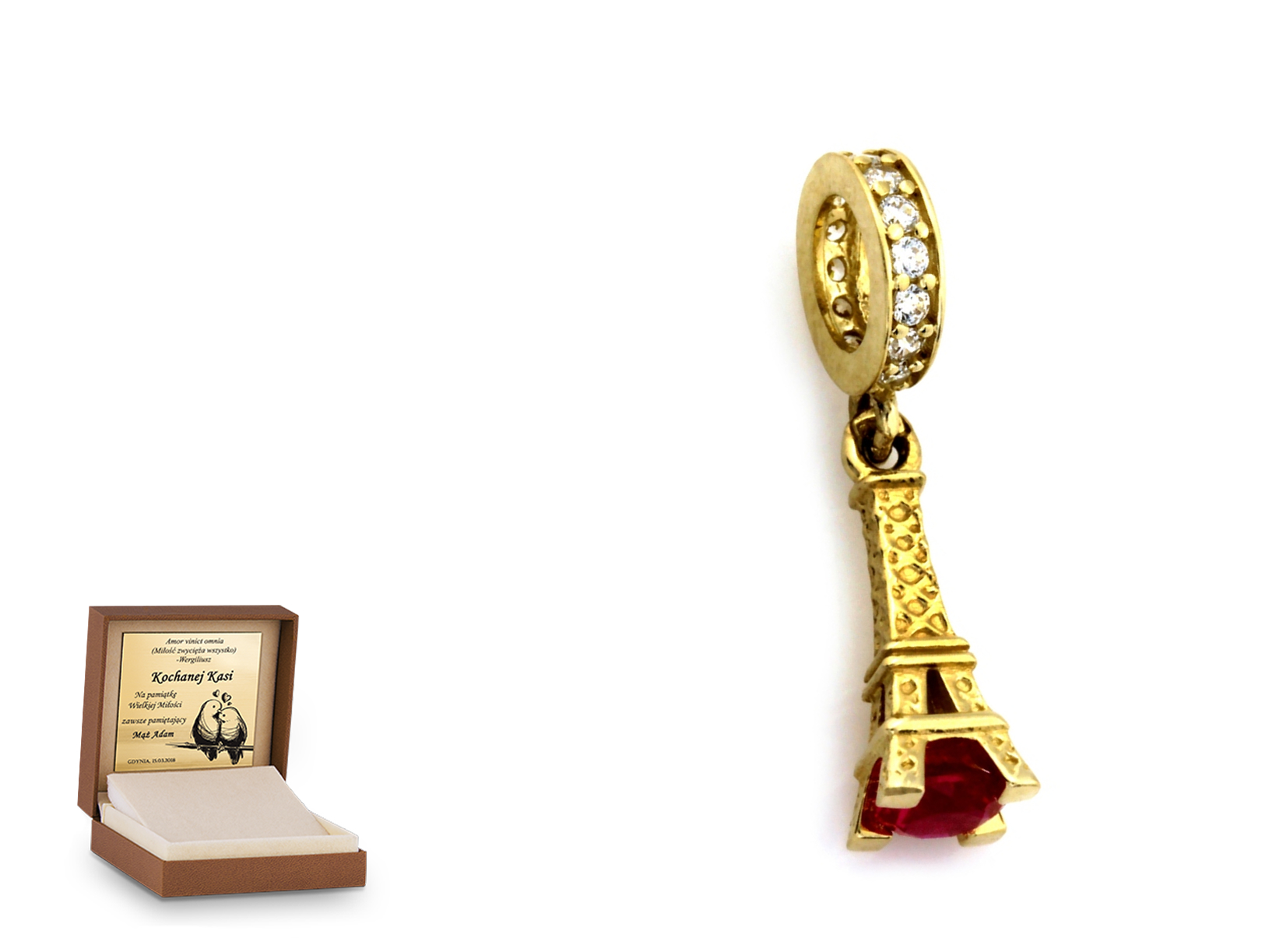 Złota zawieszka 585 charms charms prezent grawer