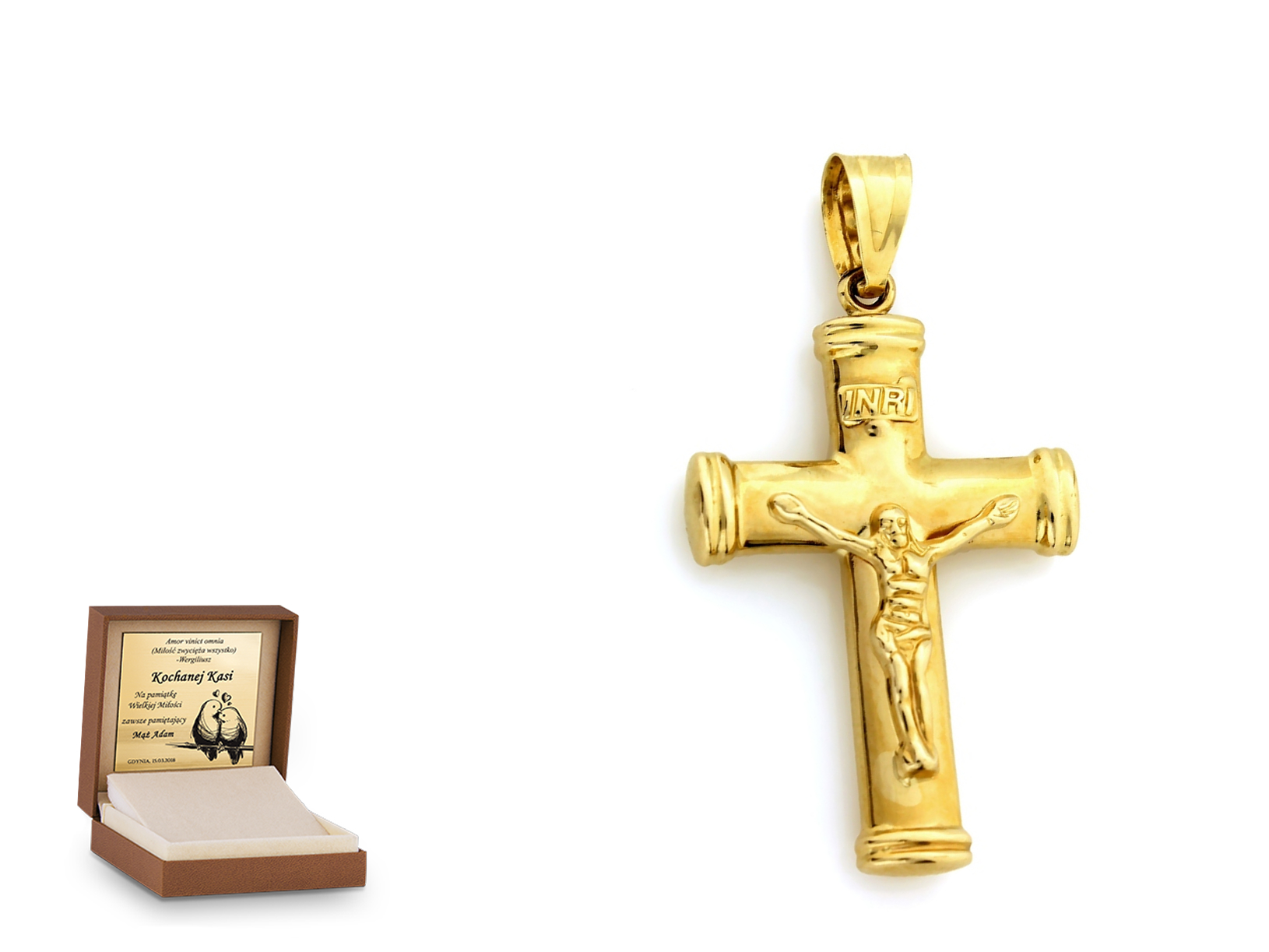 Złota zawieszka 585 krzyżyk krzyżyk prezent