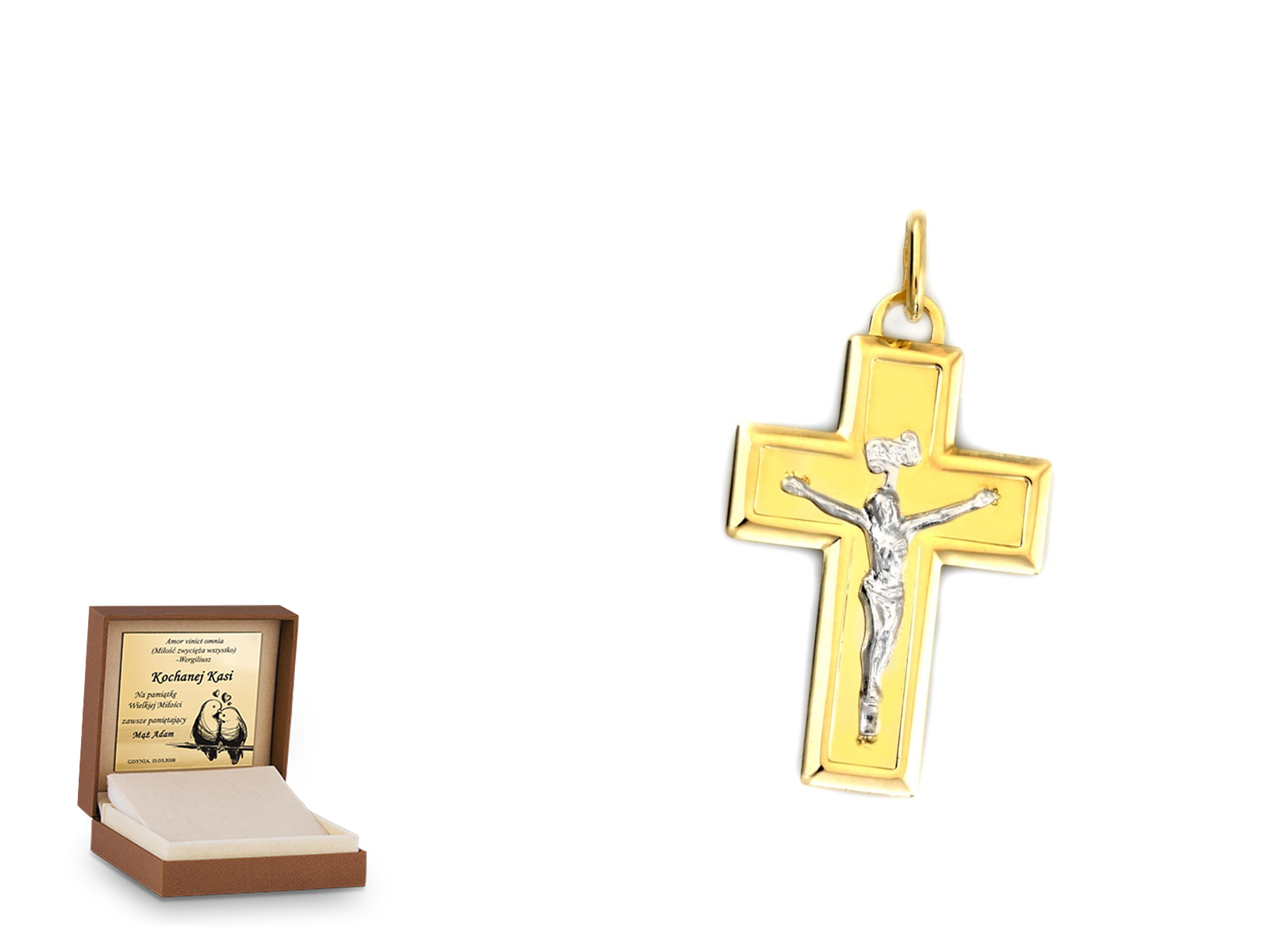 Złota zawieszka 585 krzyżyk krzyżyk prezent