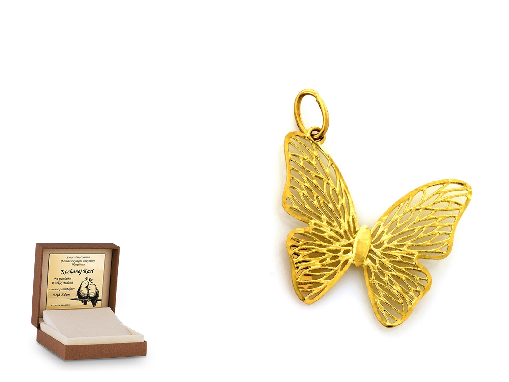 Złota zawieszka 585 fantazyjna motyl prezent