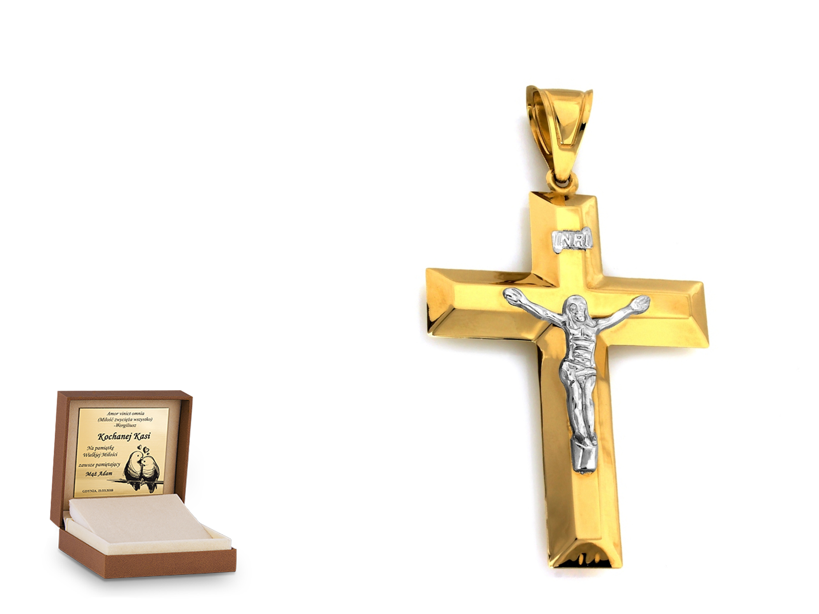 Złota zawieszka 585 krzyżyk krzyżyk prezent