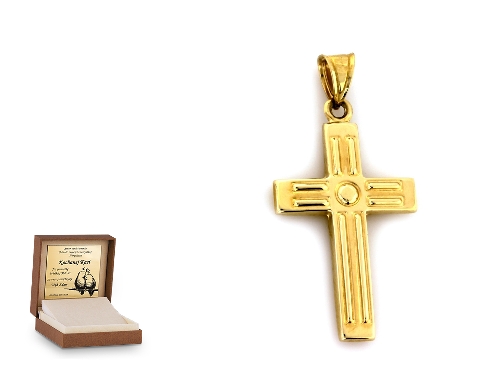 Złota zawieszka 585 krzyżyk krzyżyk prezent