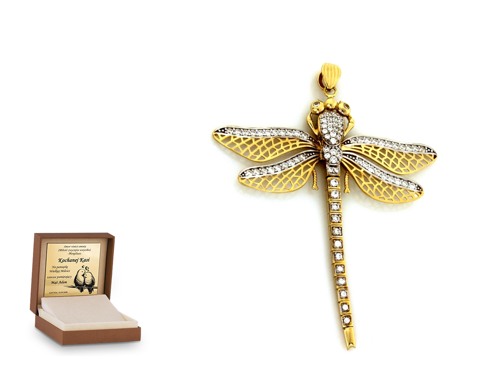 Złota zawieszka 585 symbol prezent grawer