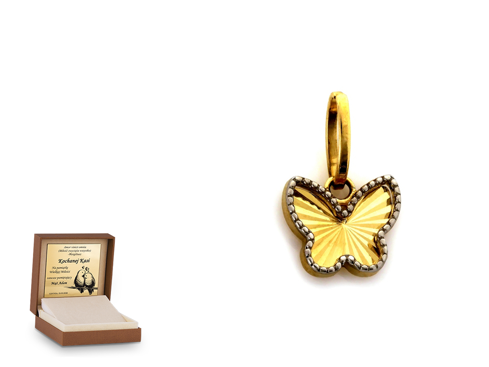 Złota zawieszka 585 fantazyjna motyl prezent