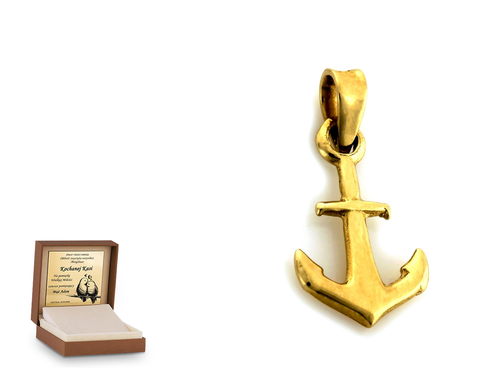 Złota zawieszka 585 symbol prezent grawer