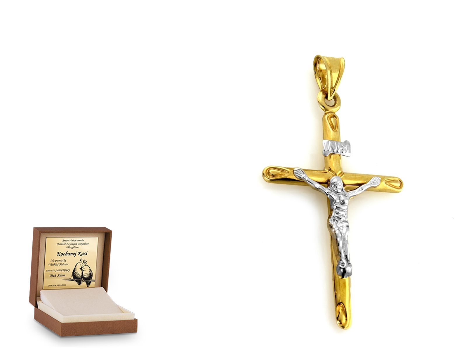 Złota zawieszka 585 krzyżyk krzyżyk prezent