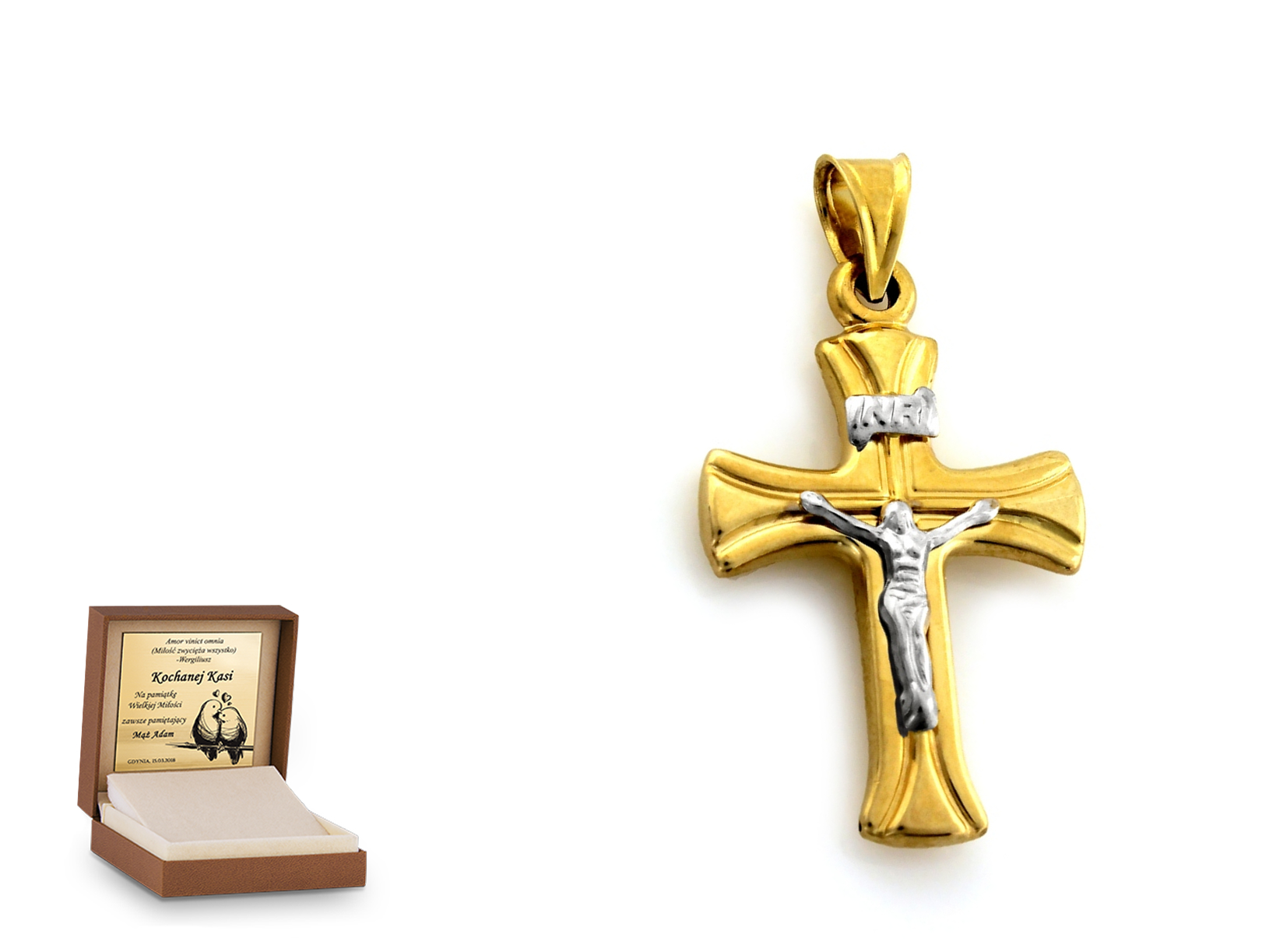 Złota zawieszka 585 krzyżyk krzyżyk prezent