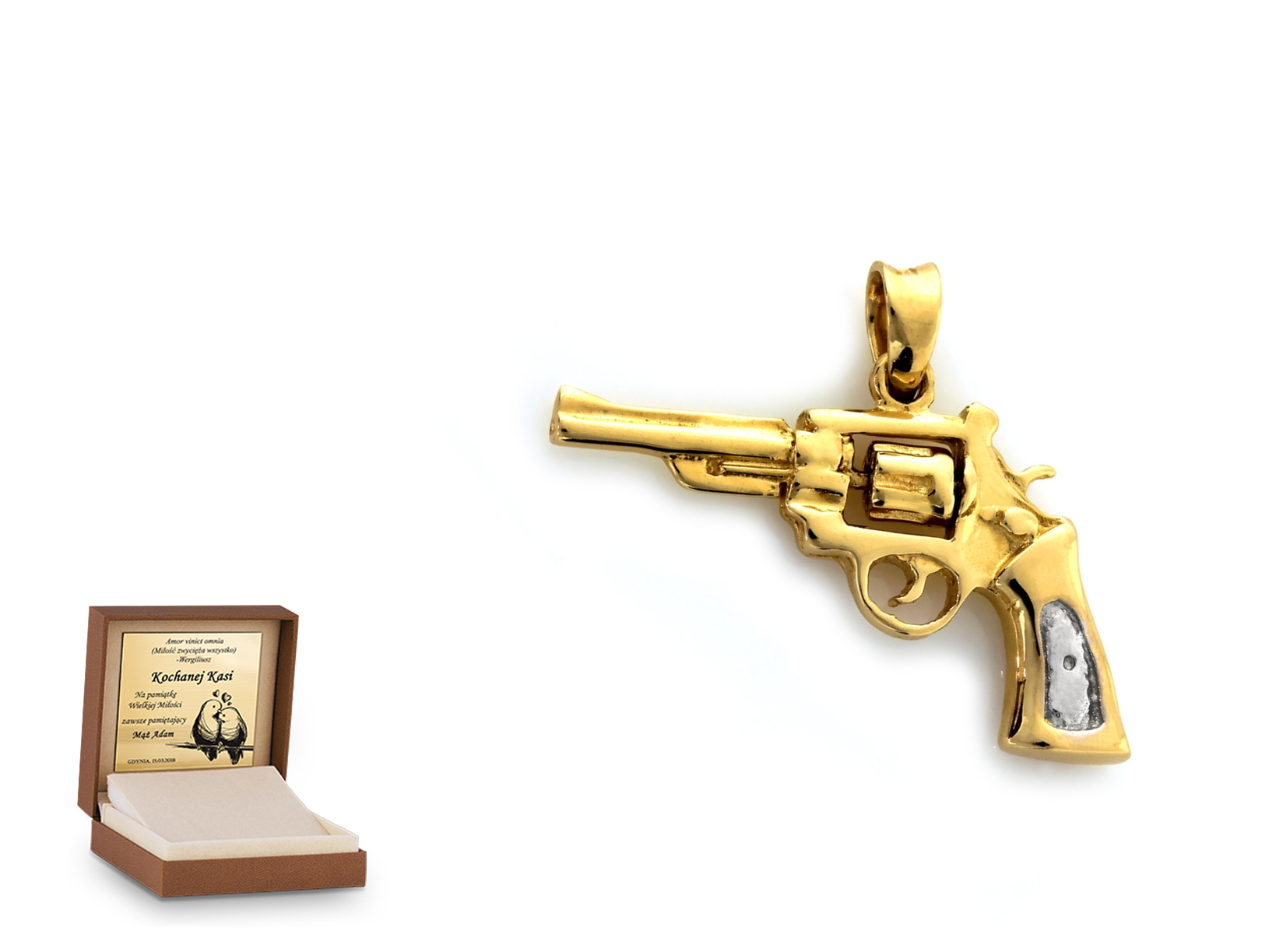 Złota zawieszka 585 symbol prezent grawer
