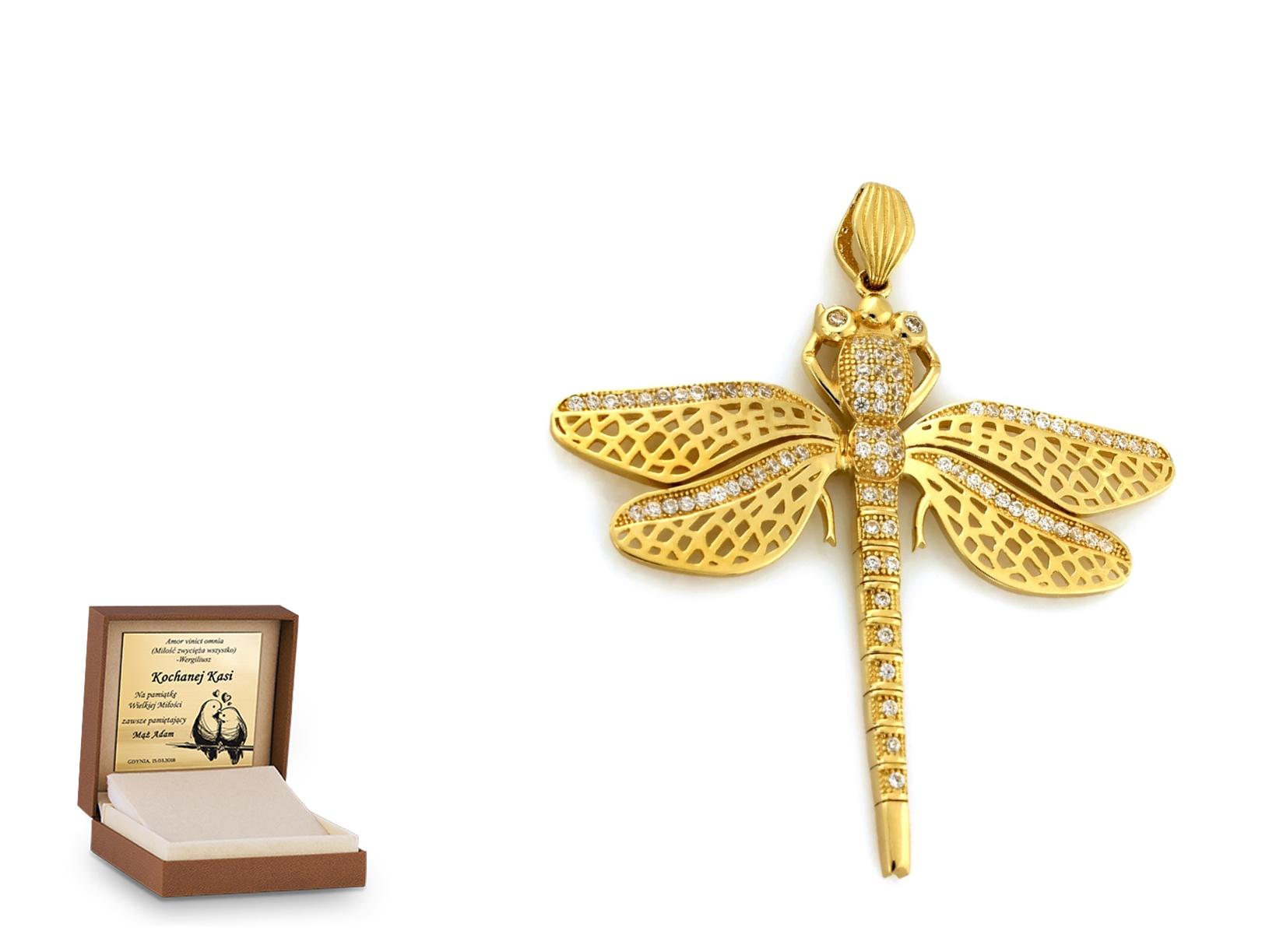 Złota zawieszka 585 symbol prezent grawer