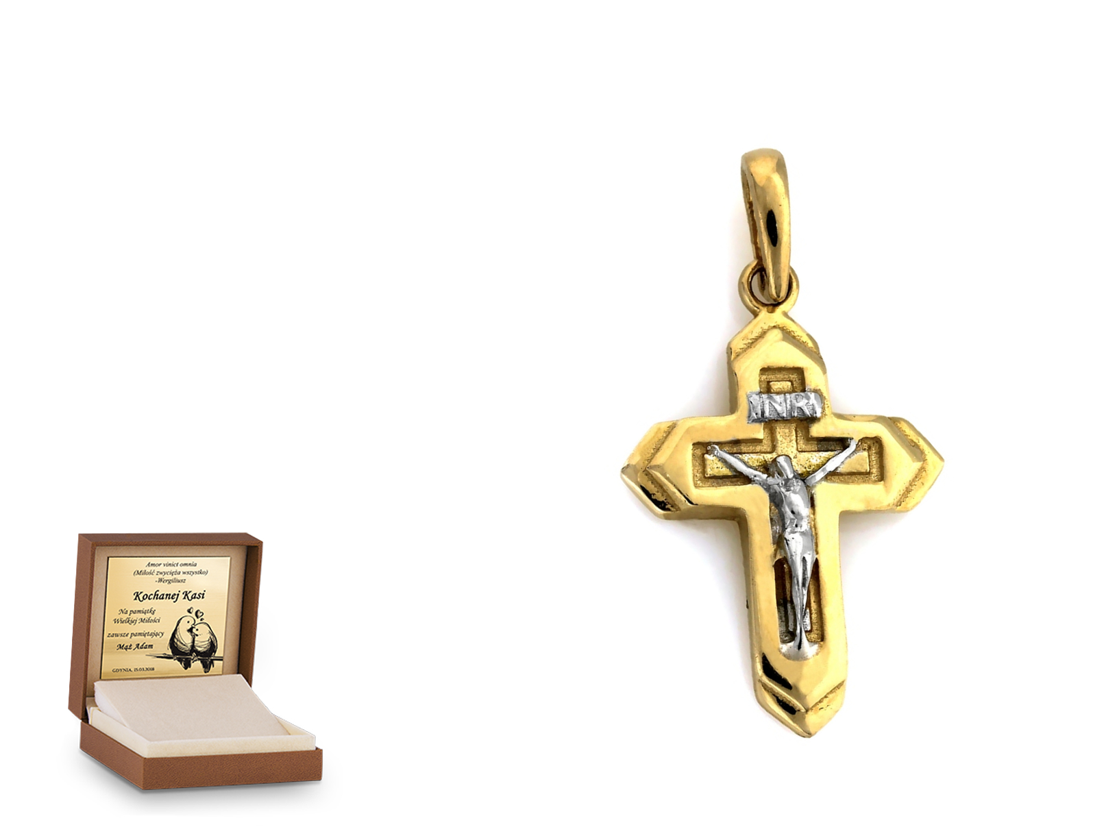 Złota zawieszka 585 krzyżyk krzyżyk prezent