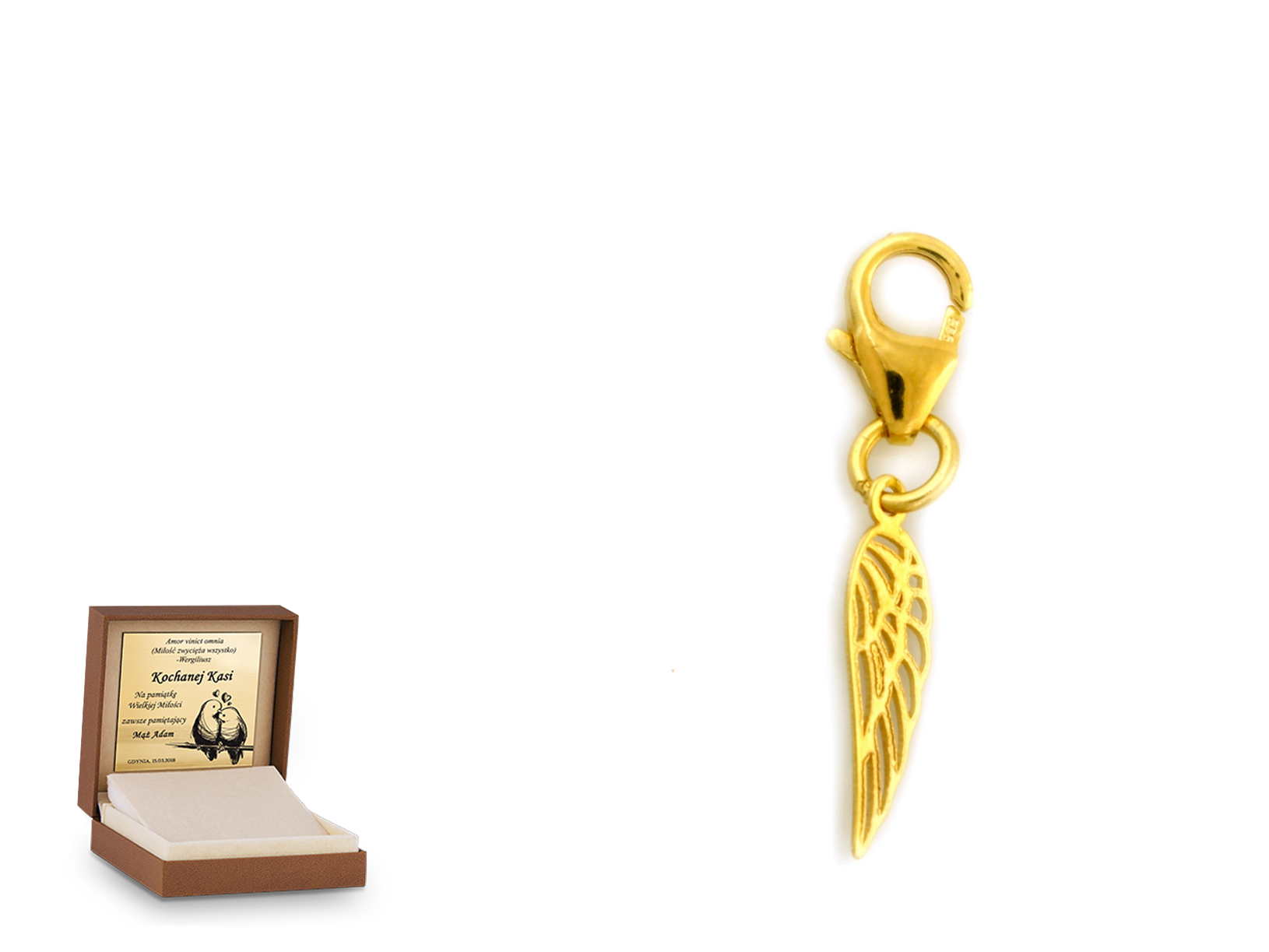 Złota zawieszka 585 charms charms prezent grawer