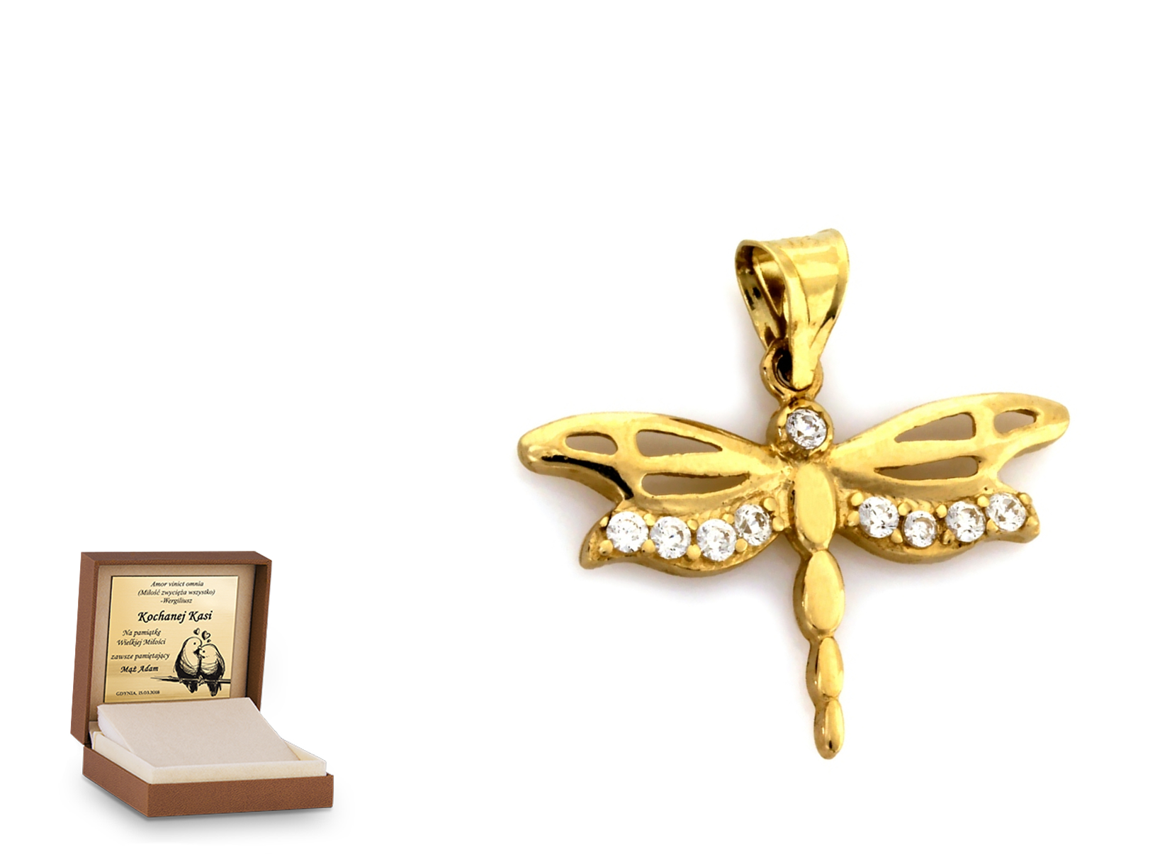 Złota zawieszka 585 symbol prezent grawer