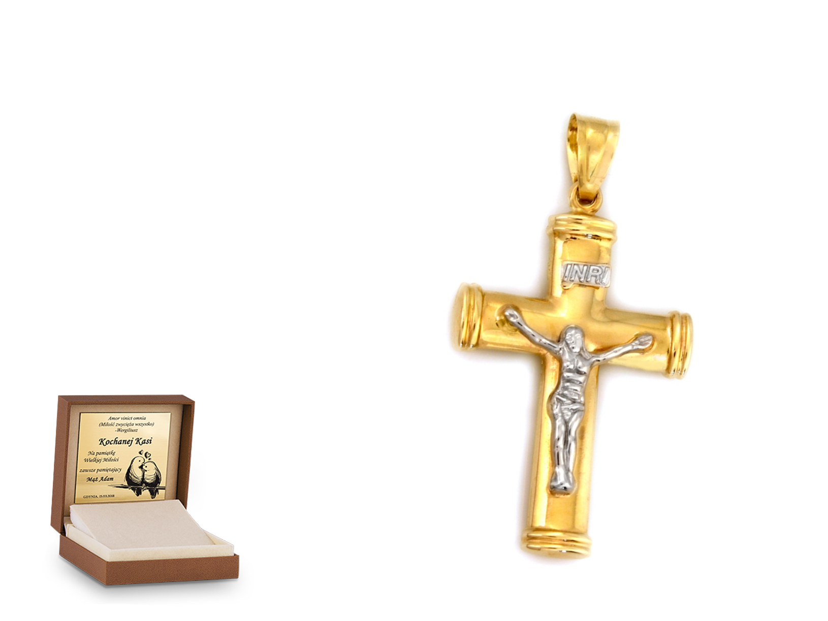 Złota zawieszka 585 krzyżyk krzyżyk prezent