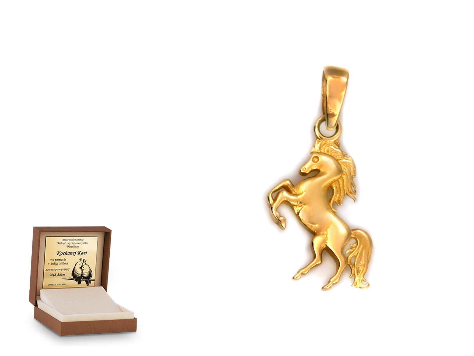 Złota zawieszka 585 symbol prezent grawer