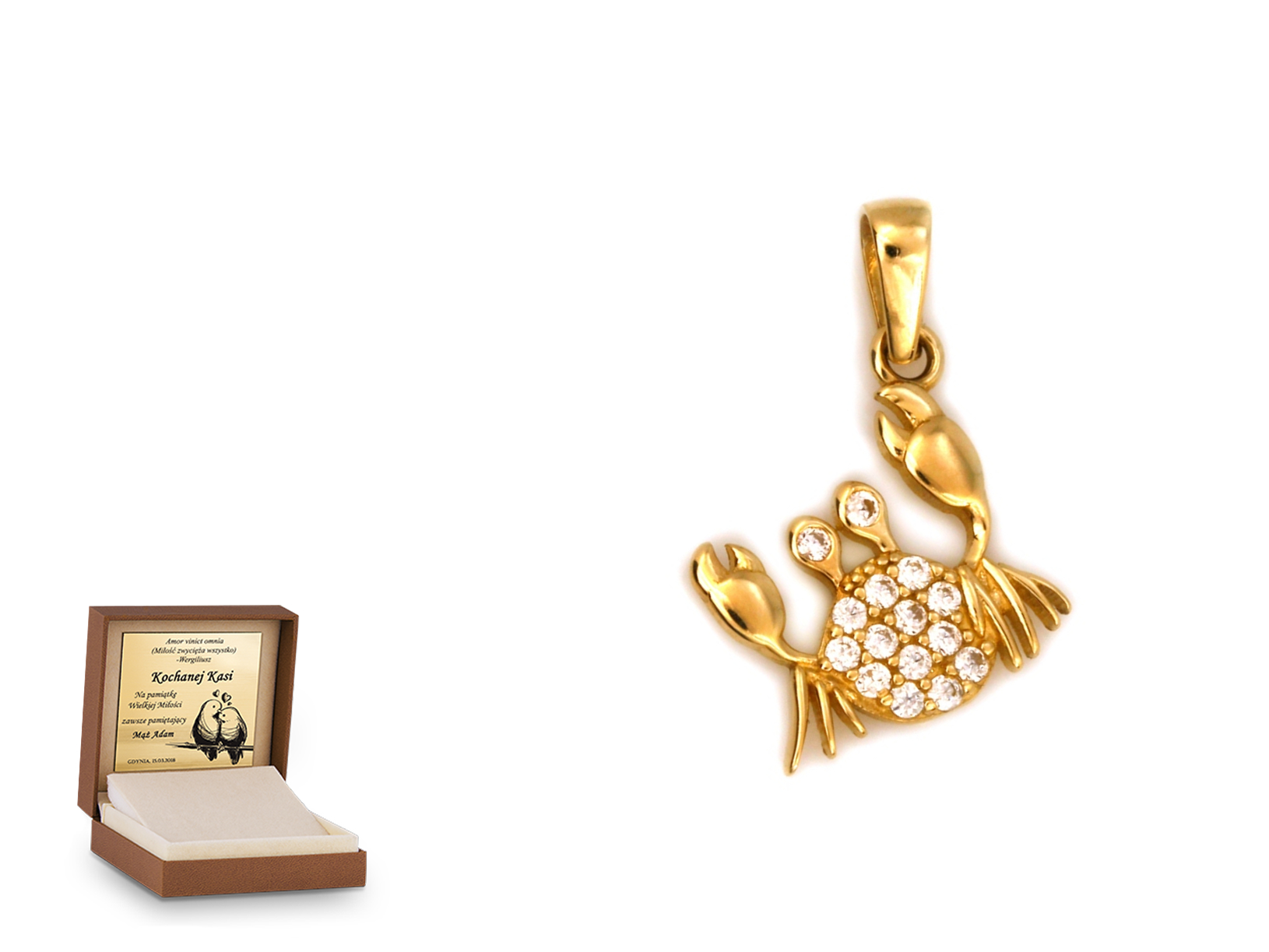 Złota zawieszka 585 symbol prezent grawer